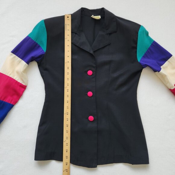Vintage 80s 90s Last Exit Color-block Blazer Jacket Maximalism Office Party - Picture 8 of 9